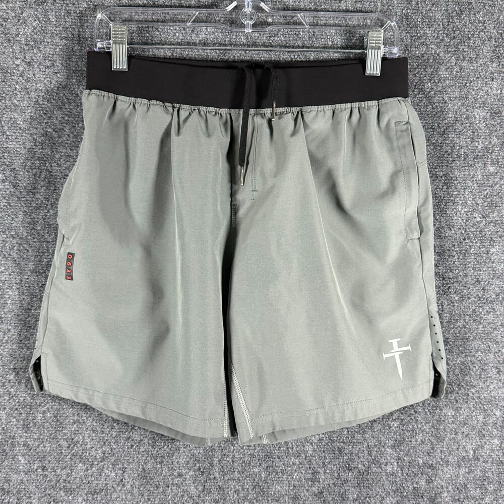 Three Nails 0633 Shorts Mens S Gray 7" Athletic Gym Training Compression Lined